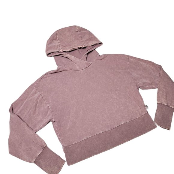 JoyLab dusty mauve cropped hooded sweat shirt thumb holes size small - Picture 4 of 8